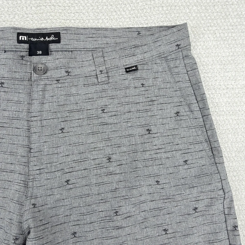 Travis Mathew Golf Shorts Mens 38 Gray Palm Tree Stretch Performance Lightweight